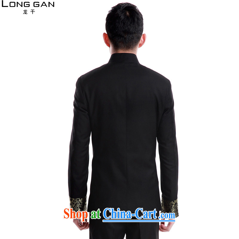 Lung dry Tang fitted smock, who wore suits suits China wind Han-cultivating men's casual black XXL/185, Kowloon (LONGGAN), shopping on the Internet