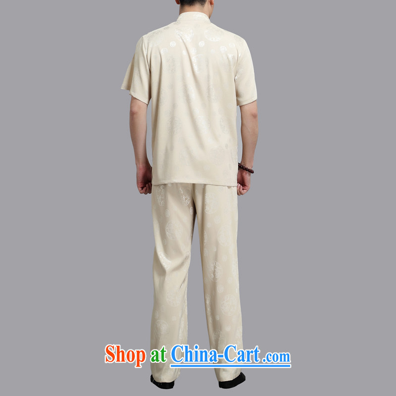 Kim Jong-il chestnut Mouse middle-aged and older Chinese package short-sleeved older persons in men's father served with summer T-shirt pants gold L, the chestnut mouse (JINLISHU), shopping on the Internet