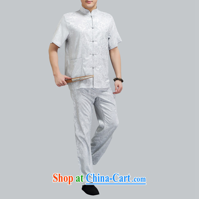 The chestnut mouse China wind men Tang in older Chinese men's short-sleeve packaged the code older boy summer light gray XXXXL, the chestnut mouse (JINLISHU), shopping on the Internet