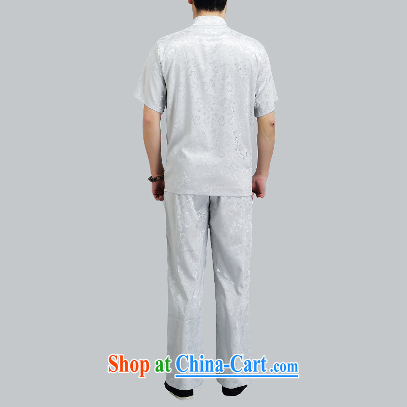 The chestnut mouse China wind men Tang in older Chinese men's short-sleeve packaged the code older boy summer light gray XXXXL, the chestnut mouse (JINLISHU), shopping on the Internet