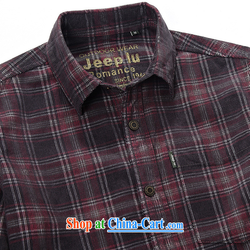 Yuen Long, jeep spring long-sleeved men spend shirt stripes checkered lapel shirt 2359 card its color L, Roma (jeeplu), online shopping