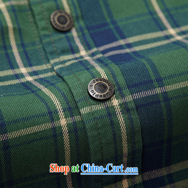 Yuen Long, jeep green tartan shirt streaks knocked color long-sleeved men's shirts 2391 blue L, Roma (jeeplu), shopping on the Internet