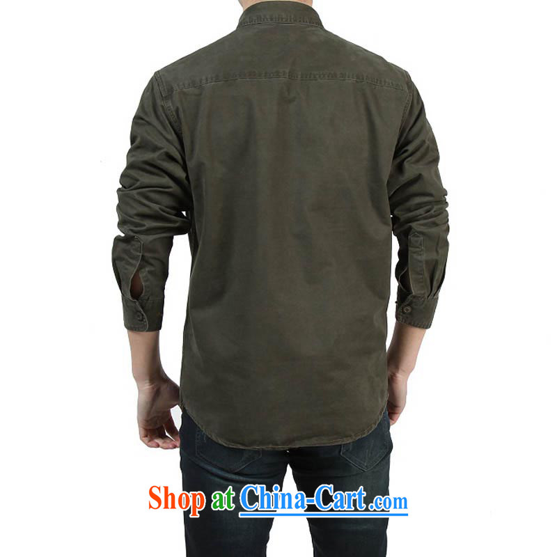 Yuen Long, Roma cotton long-sleeved T-shirt men's lapel solid-colored T-shirt 8322 army green L, Roma (jeeplu), online shopping