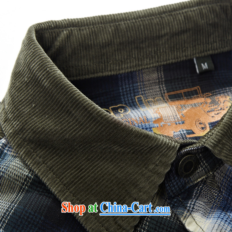 Yuen Long, jeep long-sleeved checkered stitching shirt pocket over cuffs shirt 8363 blue L, Roma (jeeplu), shopping on the Internet