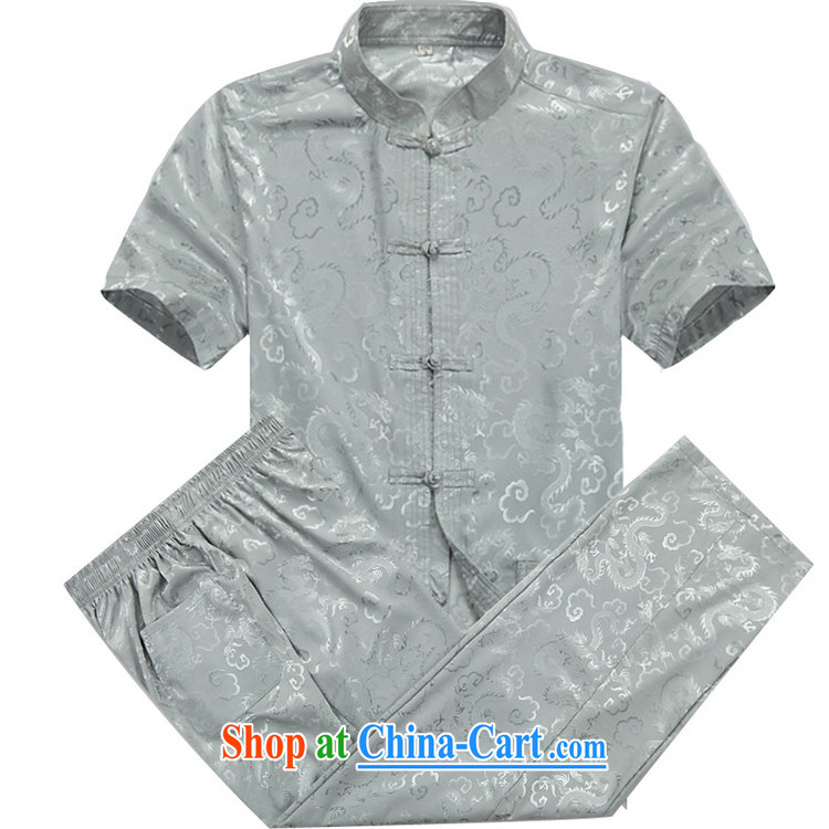 The summer, new Chinese men's short-sleeve kit, older persons, served men's kit gray-blue T-shirt XXL pictures, price, brand platters! Elections are good character, the national distribution, so why buy now enjoy more preferential! Health