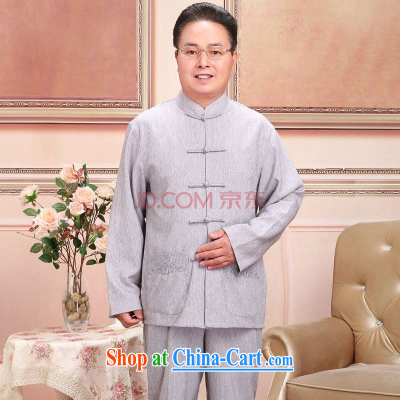 Shanghai optimization on the Pre-IPO Share Option Scheme older Chinese men and women couples taxi loaded spring and fall jacket cotton long-sleeved T-shirt the pants Kit men's gray suit XXXL