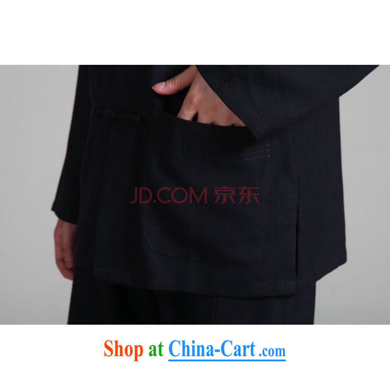 And Jing Ge 2015 men's Tang with long-sleeved kit, cotton for the Kung Fu T-shirt Tai Chi Kit - 1 black XXXL, Miss Au King pavilion, shopping on the Internet