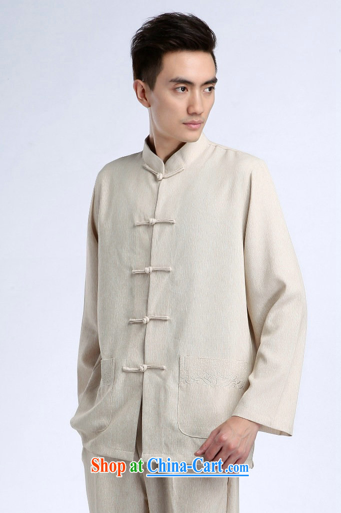 He Jing Ge Chinese men long-sleeved jacket, collar cotton linen Chinese Kung Fu T-shirt Tai Chi clothing - 1 T-shirt XXXL pictures, price, brand platters! Elections are good character, the national distribution, so why buy now enjoy more preferential! Health