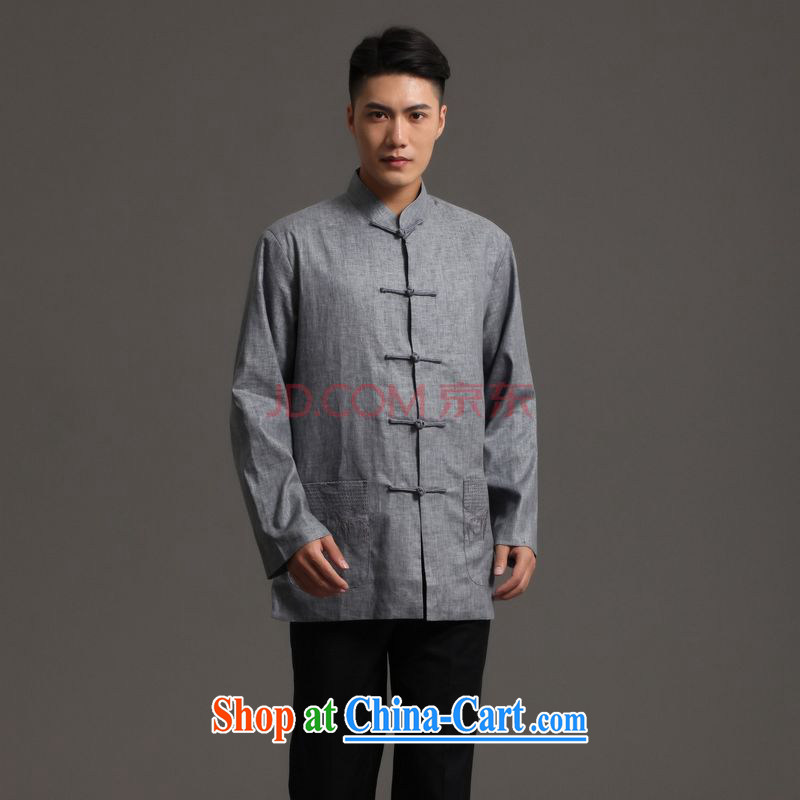 He Jing Ge 2015 Chinese men's long-sleeved jacket, collar Ethnic Wind Han-tang - 2 XXXL