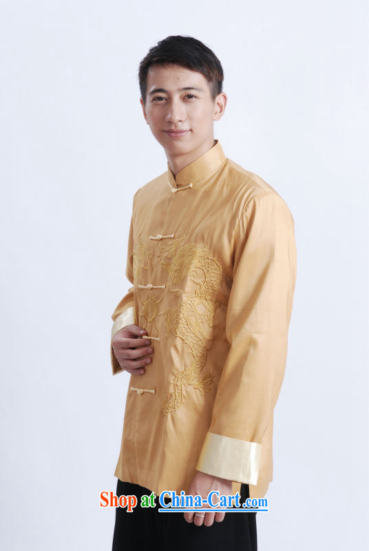 And Jing Ge Chinese men's long-sleeved dress men Tang jackets, for embroidery Chinese dragon yellow XXXL pictures, price, brand platters! Elections are good character, the national distribution, so why buy now enjoy more preferential! Health