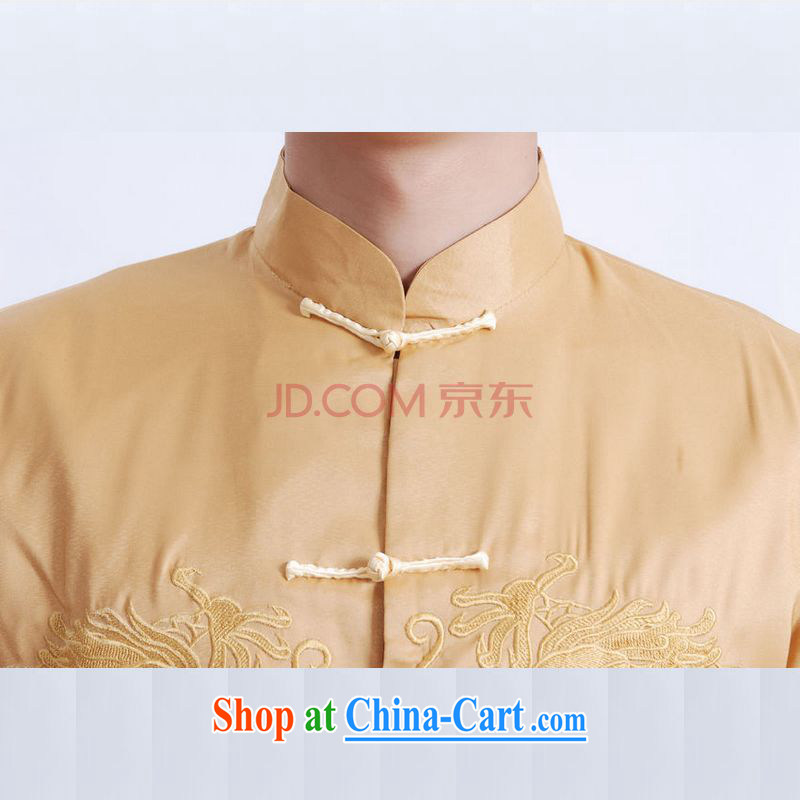 And Jing Ge tang on men's long-sleeved dress men Tang jackets, for embroidery Chinese dragon yellow XXXL, Miss Au King pavilion, shopping on the Internet