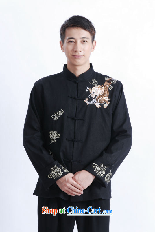 And Jing Ge Chinese men's long-sleeved dress men Tang jackets, for embroidery Chinese dragon M 1121 black XXXL pictures, price, brand platters! Elections are good character, the national distribution, so why buy now enjoy more preferential! Health
