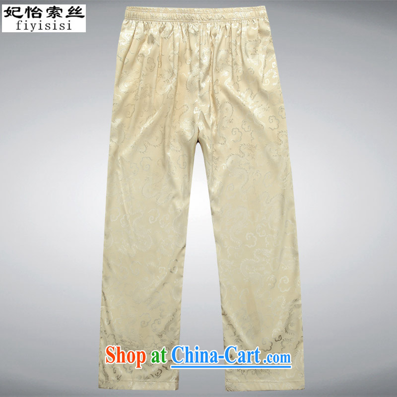 Princess Selina CHOW in 2015 spring and summer new middle-aged and older Chinese short-sleeved men's China wind father replacing older, Retro men's package Grandpa clothing Tang replacing kit beige Kit XXXL, Princess Selina Chow (fiyisis), online shopping