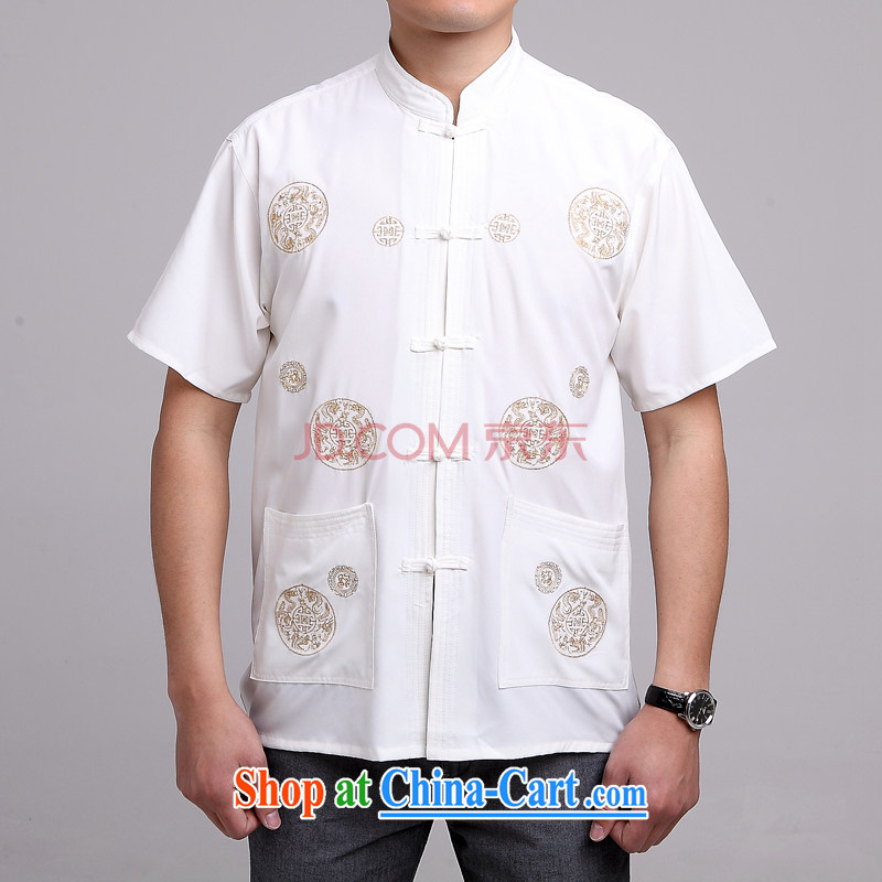Nigeria, in older men and the Summer load, for cotton embroidered Chinese wind Tang replace short-sleeved larger male white 42
