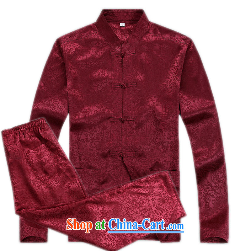 The older thin men's kung fu T-shirt men's long-sleeved Tang replace Kit home kit Tai Chi clothing men, for the charge-back long-sleeved Tang load package multi-color optional dark blue L/175, and mobile phone line (gesaxing), and, on-line shopping