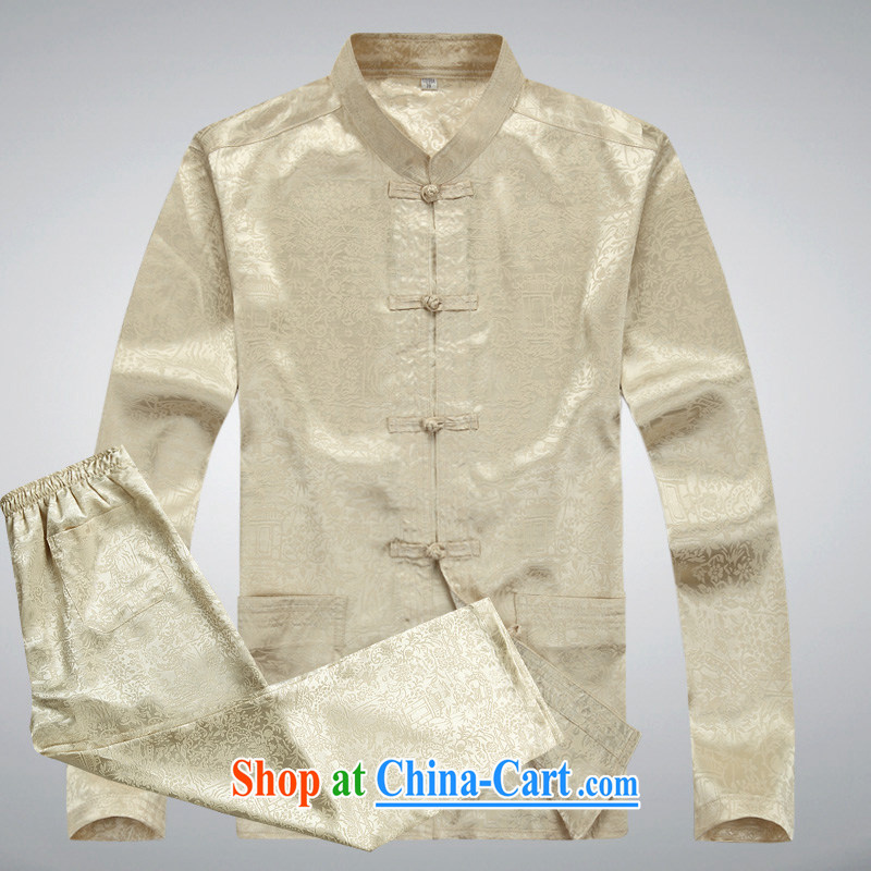 The older thin men's kung fu T-shirt men's long-sleeved Tang replace Kit home kit Tai Chi clothing men, for the charge-back long-sleeved Tang load package multi-color optional dark blue L/175, and mobile phone line (gesaxing), and, on-line shopping