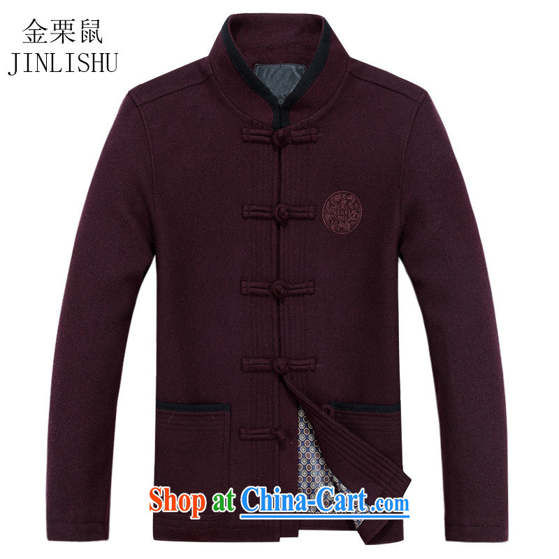 The chestnut mouse China wind spring men's Chinese middle-aged and older persons is the Spring and Autumn and male smock jacket maroon XXXL, the chestnut mouse (JINLISHU), online shopping