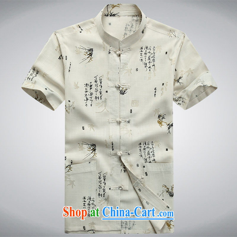 The Luo, new short-sleeved Chinese T-shirt, old men leisure summer Chinese clothing elderly ethnic wind cotton the beige XXXL, AIDS, Tony Blair (AICAROLINA), online shopping