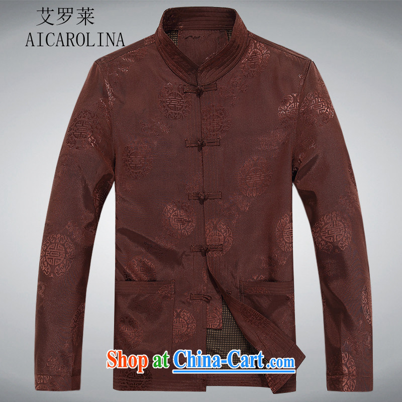 The Carolina boys older persons in Chinese men's long-sleeved T-shirt men's clothing, men's Chinese jacket coat elderly clothing and color XXXL