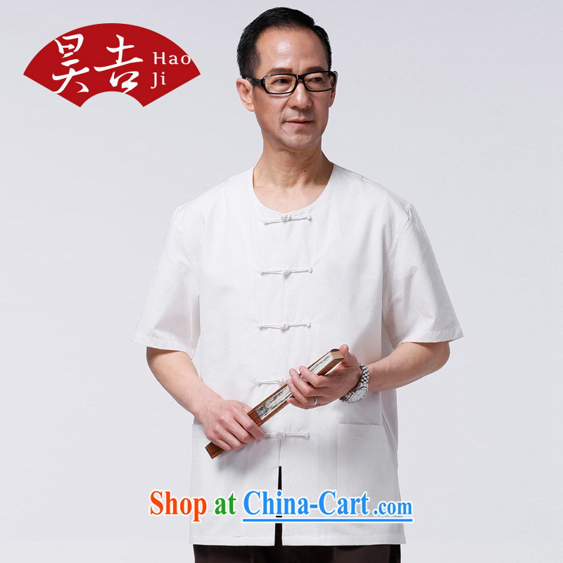 Hao, special summer men's short-sleeved Chinese T-shirt China wind cotton muslin improved Chinese elderly clothing beige 180, Ho-gil, and shopping on the Internet