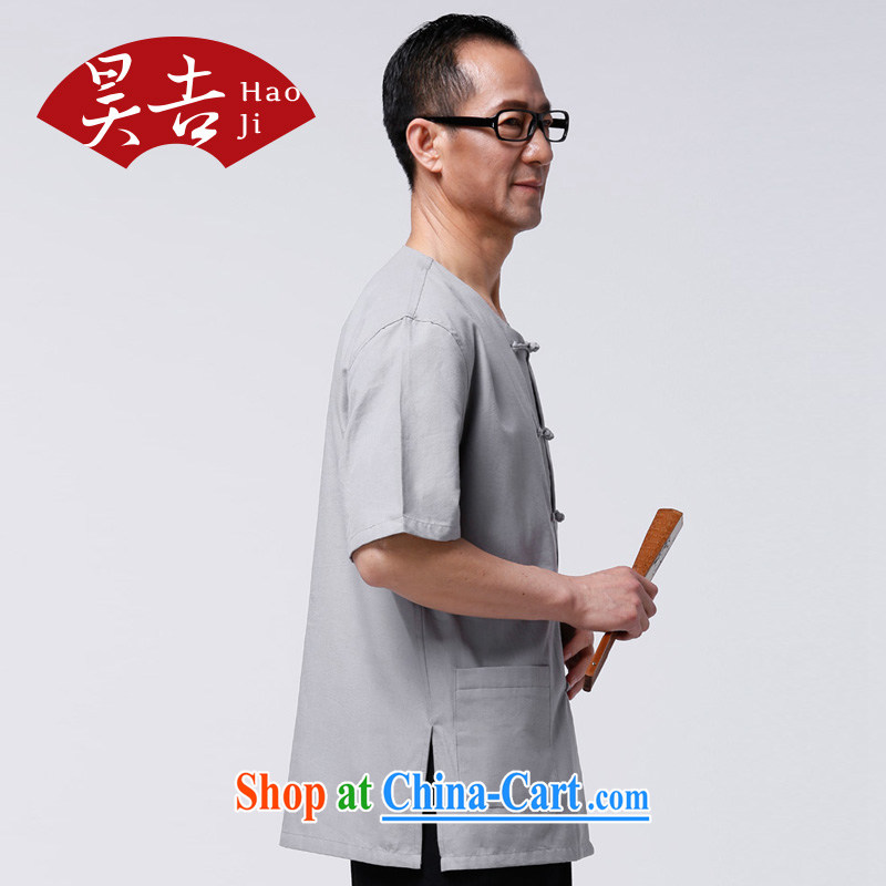 Hao, special summer men's short-sleeved Chinese T-shirt China wind cotton muslin improved Chinese elderly clothing beige 180, Ho-gil, and shopping on the Internet
