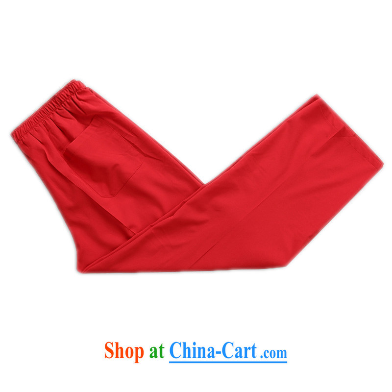 Summer middle-aged and older Chinese men and long-sleeved Chinese thin the collar shirt-tie Chinese T-shirt men's middle-aged and older long-sleeved T-shirt, older long pants father red T-shirt XXXL/190, and mobile phone line (gesaxing), on-line shopping