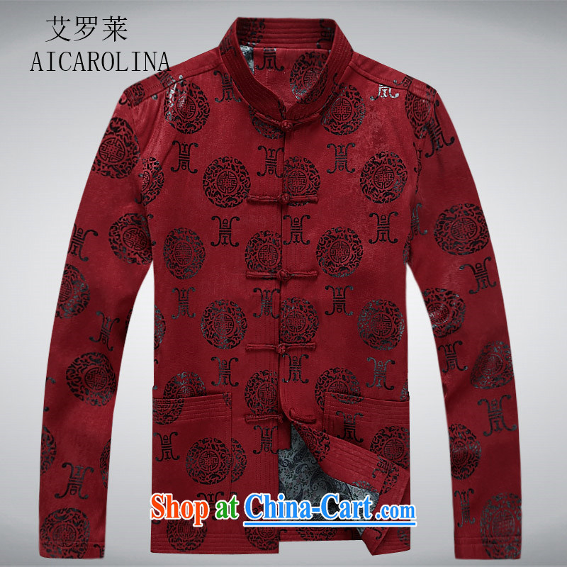 The elderly, clothes spring men older people Chinese jacket jacket Chinese Disk Port, older Chinese men's long-sleeved red XXXL, the Carolina boys (AICAROLINA), online shopping