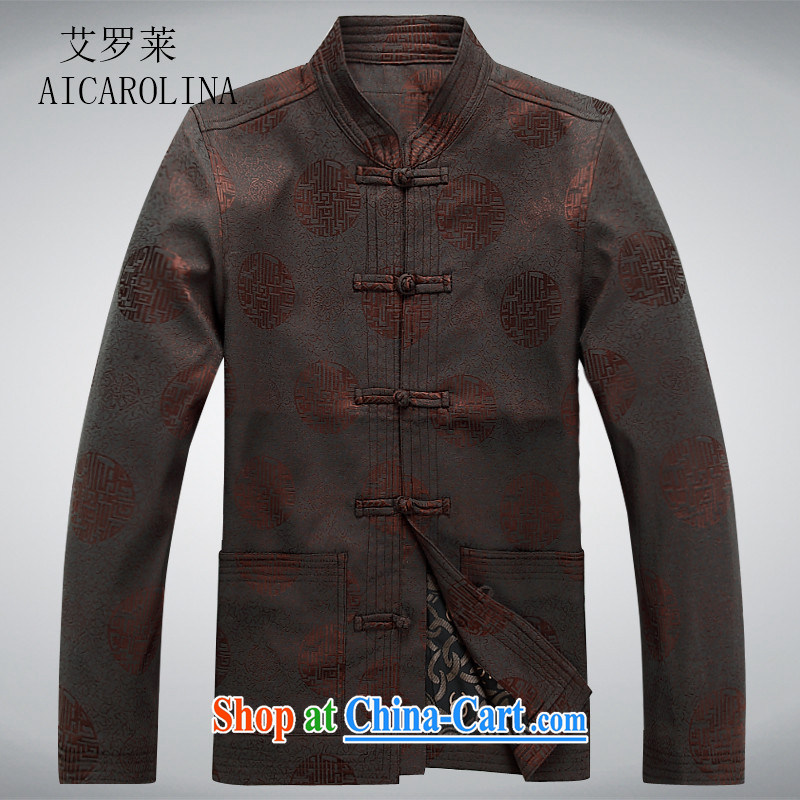 The elderly, fall clothes with men older people Chinese jacket jacket Chinese Disk Port, older Chinese men's long-sleeved brown XXXL, the Carolina boys (AICAROLINA), shopping on the Internet