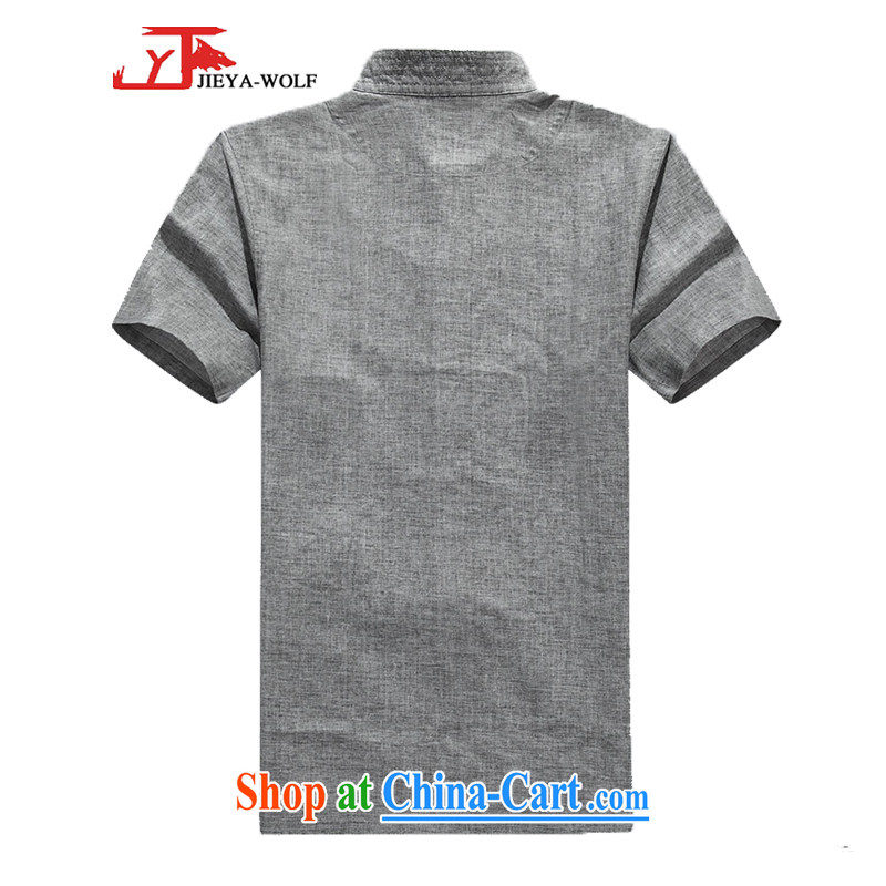 Jack And Jacob - Wolf JIEYA - WOLF New Tang with short-sleeve men's summer, advanced units the solid color knocked-color manual for male stars, gray 180/XL, JIEYA - WOLF, shopping on the Internet