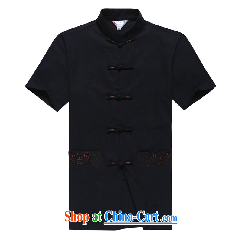 Men's short-sleeved Chinese summer 2015 new male Chinese linen short sleeved T-shirt T-shirt Chinese wind in older men's Chinese D 236 black XXXL, Disney's Prince (CANDYPRINCE), and, on-line shopping