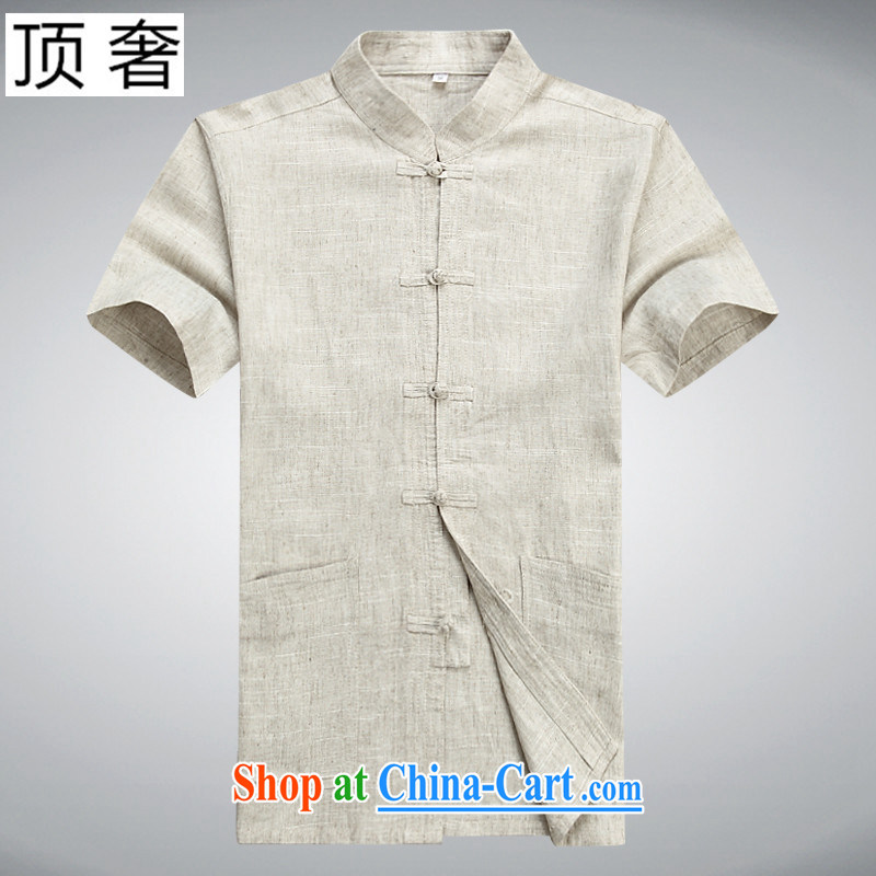 Top Luxury short-sleeved kit and summer 2015 New China wind man is detained for the Tang jackets T-shirt with short set short-sleeve thin thick gray the short-sleeved beige package 190 with the top luxury, shopping on the Internet