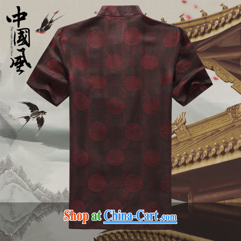 Chinese men and a short-sleeved T-shirt in summer, and Tang on the Shannon cloud yarn is silk, old Tang is short-sleeved father boxed incense cloud yarn D 503 red L to Disney's Prince (CANDYPRINCE), online shopping