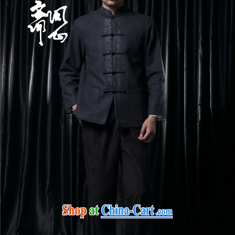 q heart Id al-Fitr (the health of the autumn and winter, China wind-snap embroidery wool Tang jackets 1528 dark gray XXL, ask a vegetarian, shopping on the Internet