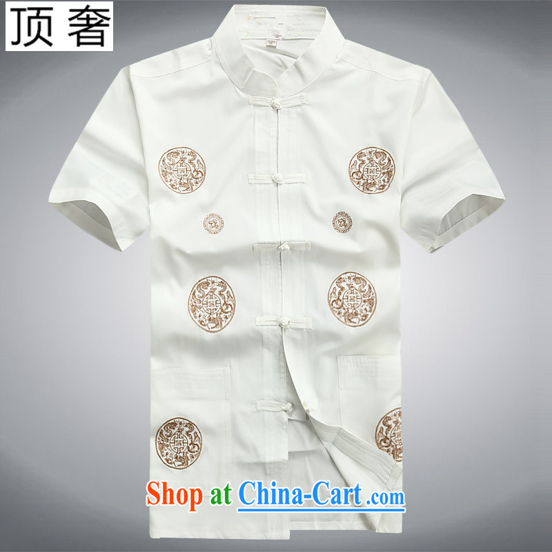 Top Luxury 2015 new middle-aged and older Chinese men and a short-sleeved shirt older persons older persons summer With Grandpa and Dad loaded T-shirt kit set white pants and clothing 190