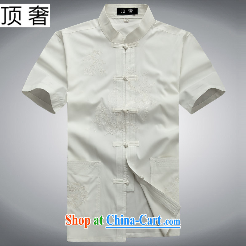Top Luxury 2015 summer New Men's Chinese short-sleeved T-shirt blue Tang with men and Mr Ronald ARCULLI's father installed China wind national clothing, clothing men and Chinese Tang load package and a beige pants and clothing 165