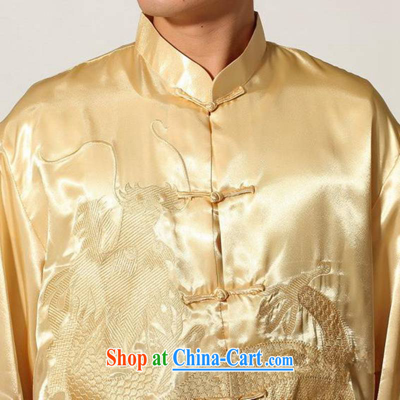 According to fuser stylish new, older men and a field for enquiries embroidered dragon Tang is packaged and Kung Fu uniform shirt LGD/M 0012 #Cornhusk yellow 2XL, according to fuser, and shopping on the Internet