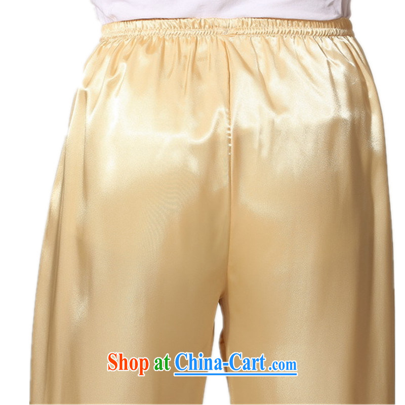 According to fuser and stylish new middle-aged and older men's clothing Chinese clothing Chinese Kit T-shirt Kung Fu Tai Chi uniforms and clothing LGD/M 0048 # -D gold L, fuser, and shopping on the Internet