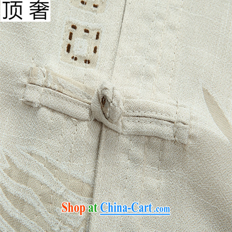 The top luxury 2015 new summer middle-aged men with short T-shirt Chinese wind shirt older persons Chinese-tie shirt short-sleeved men's cotton the Chinese men's beige 190, the top luxury, shopping on the Internet