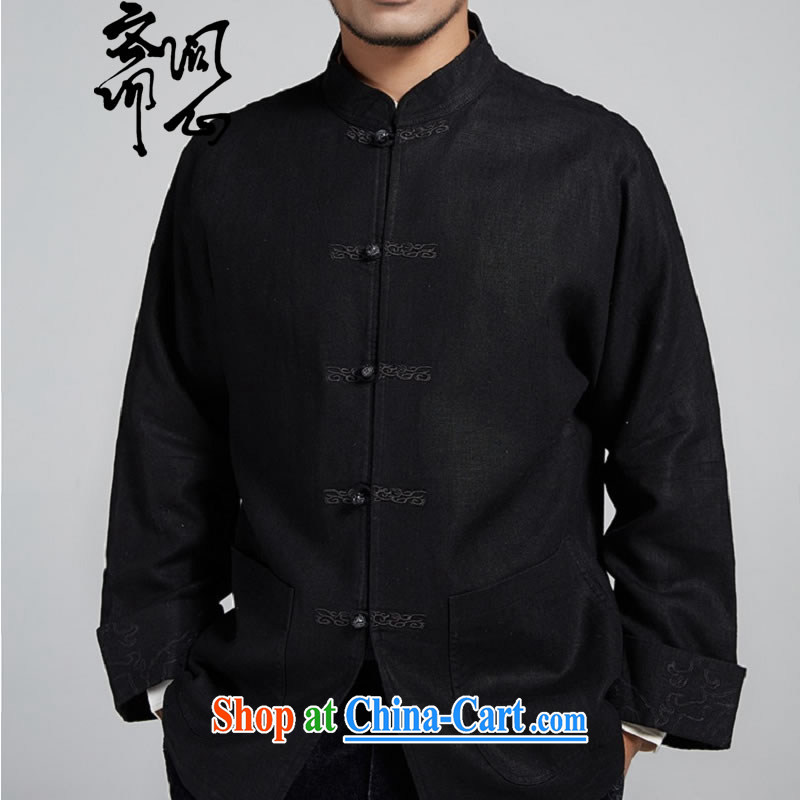 q heart Id al-Fitr _the Health new male men Chinese improved embroidery jacket Chinese T-shirt 1103 black XL