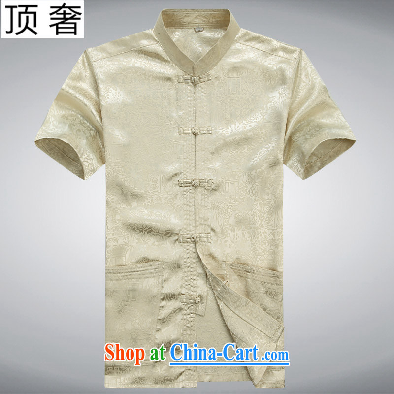 Top Luxury men's Chinese 2015 new, Mr Ronald ARCULLI, older Chinese short-sleeved men and Chinese Han-loaded Dad jogging exercise clothing, for Chinese-tie shirt beige package 190 and the top luxury, shopping on the Internet