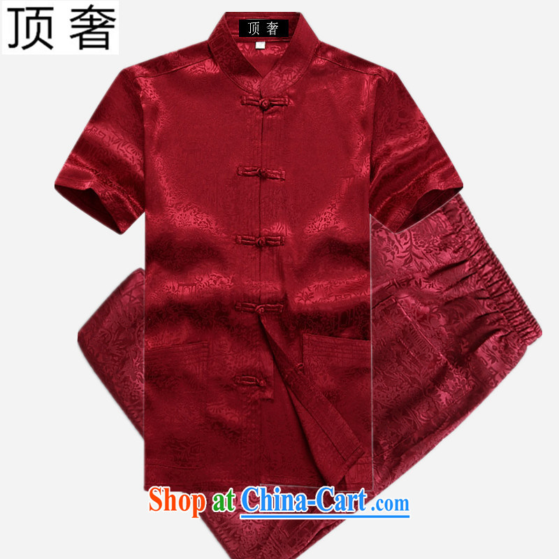 Top luxury Chinese men and 2015 new, Mr Ronald ARCULLI, older Chinese short-sleeved men's Chinese Han-loaded Dad jogging exercise clothing, for Chinese-tie shirt Red Kit 190