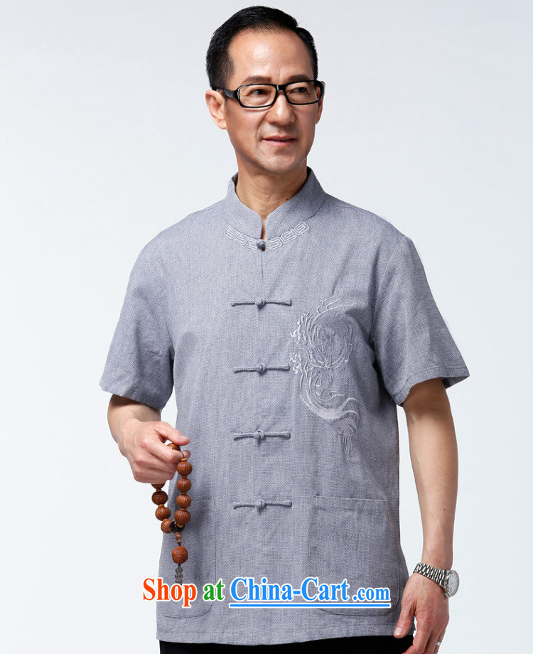Hao, summer 2015 older short-sleeved Chinese men's China wind grandfather summer Chinese father the shirt and gray blue XXXXL/185 pictures, price, brand platters! Elections are good character, the national distribution, so why buy now enjoy more preferential! Health