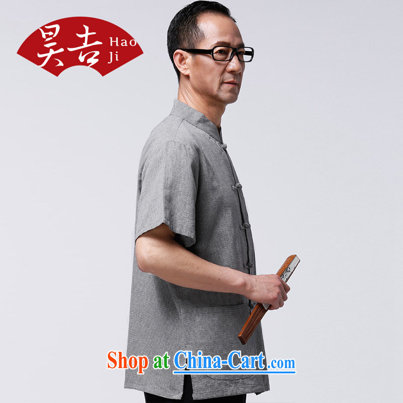 Hao, summer 2015, older short-sleeved Chinese men's China wind's grandfather summer tang on his father T-shirt gray-blue XXXXL/185, Ho-gil, shopping on the Internet