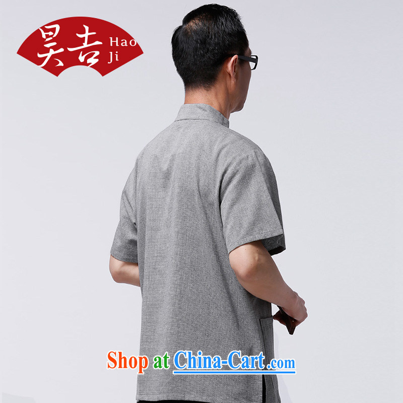 Hao, summer 2015, older short-sleeved Chinese men's China wind's grandfather summer tang on his father T-shirt gray-blue XXXXL/185, Ho-gil, shopping on the Internet