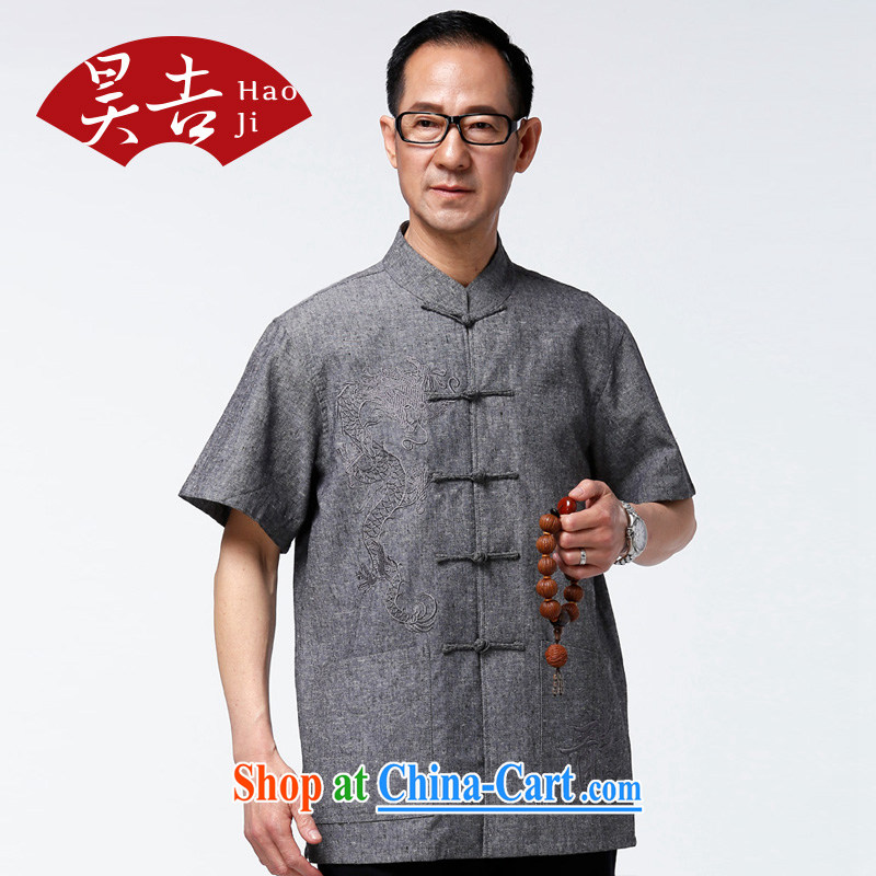 Ho-gil, older men short-sleeved cotton Ma Tang replace older summer New China wind jacket Old Summer gray XXXXL_185