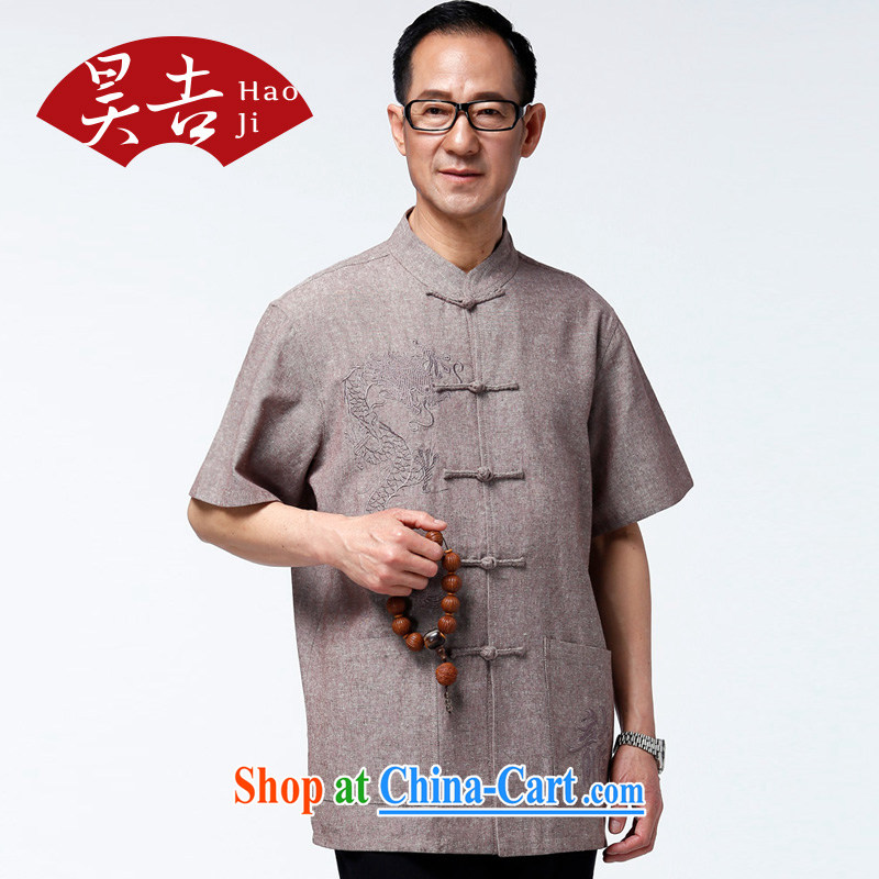 Ho-gil, older men's short-sleeved cotton Ma Tang replace older summer New China wind jacket Old Summer gray XXXXL/185, Ho-gil, shopping on the Internet