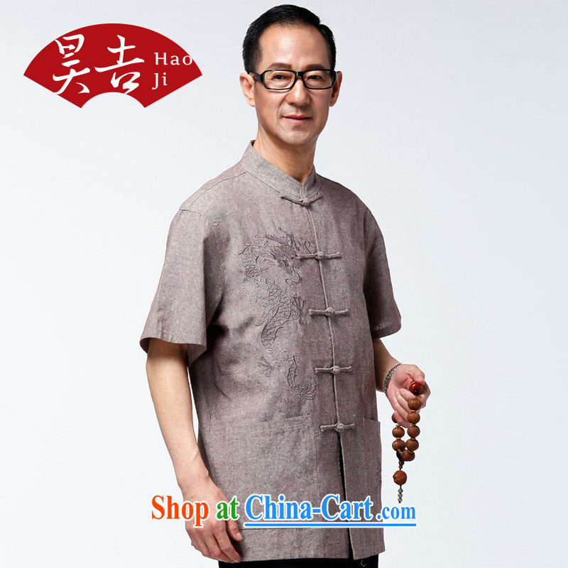 Ho-gil, older men's short-sleeved cotton Ma Tang replace older summer New China wind jacket Old Summer gray XXXXL/185, Ho-gil, shopping on the Internet