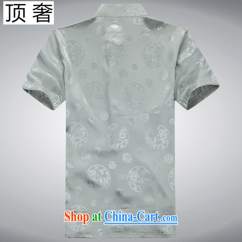 Top Luxury summer men, older leisure Chinese Chinese festive short-sleeve T-shirt retro China wind summer shirt thin male beige short-sleeved Chinese Kit gray package 190 and the top luxury, shopping on the Internet