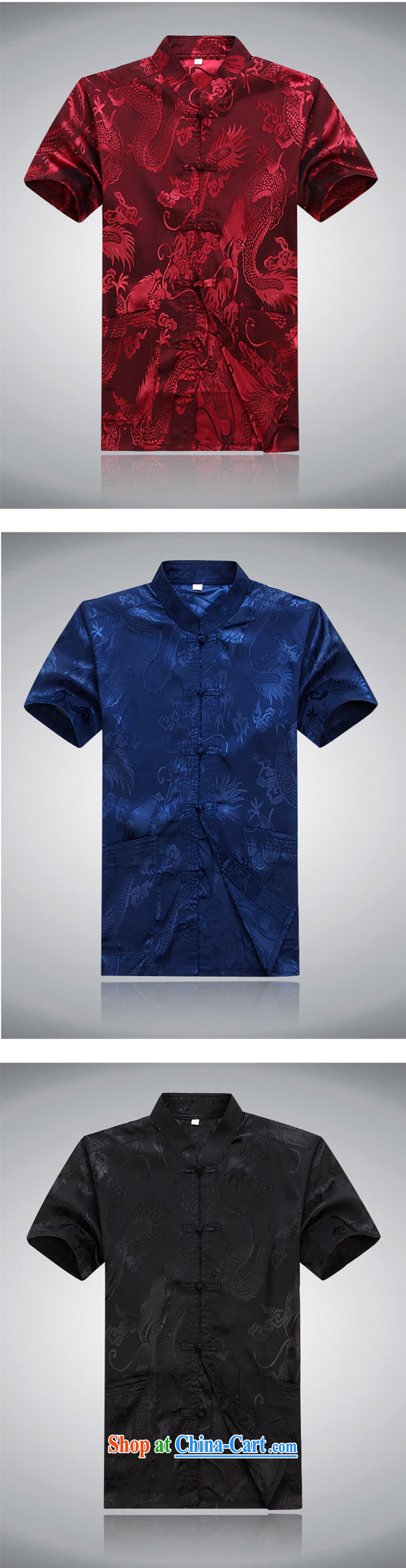 Top Luxury 2015 new middle-aged and older summer Chinese men and set the dragon men's XL father Tang is the charge-back short sleeve fitted T-shirt Black Kit 170 pictures, price, brand platters! Elections are good character, the national distribution, so why buy now enjoy more preferential! Health