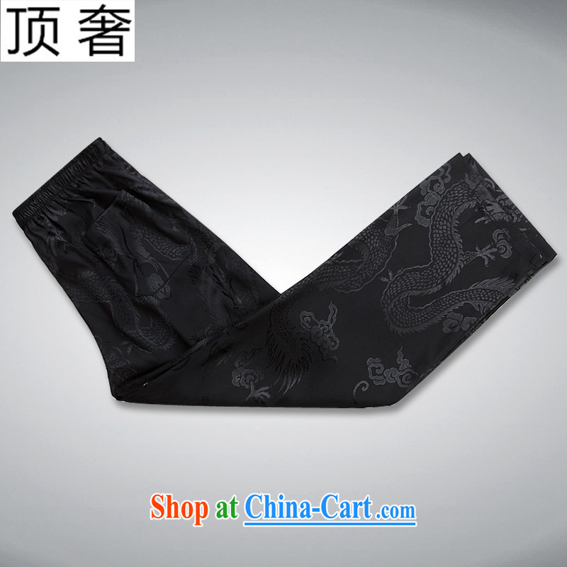 Top Luxury 2015 new middle-aged and older summer Chinese men and set the dragon men's XL father Tang on the charge-back short sleeve with a short-sleeved shirt Black Kit 170, top luxury, shopping on the Internet